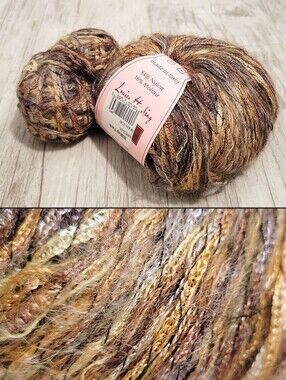 Louisa Harding Impression Yarn - Mohair Nylon Blend Italy 70g - 08 Brown/Ecru